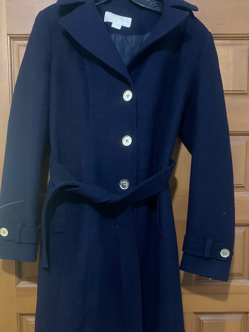 Michael Kors Navy Belted Trench Coat